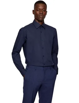 Camicia A Maniche Lunghe Joe Kent Dark Blue 39 - BOSS - FashionsVida