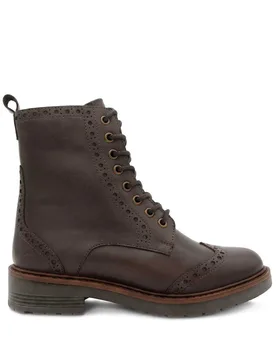 Leather Brogue Detail Ankle Boots Brown female - Jones Bootmaker - FashionsVida