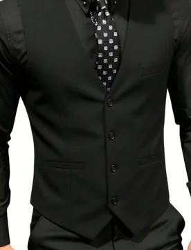 Chaleco de corte slim de unicolor con bolsillos, chaleco casual de hombre con cuello de traje, estilo coreano - Shein - FashionsVida