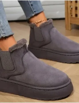 Winter Women Short Plush Warm Snow Boots Casual New Suede Fur Chelsea Ankle Flats Platform Ladies Shoes Botas - Aliexpress - FashionsVida