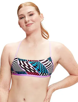 Haut De Bikini Allover Digital Cross Back Crop Top - Speedo - FashionsVida