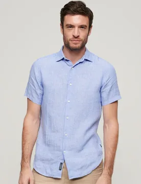 Superdry Herren Studios Freizeithemd aus Leinen Hellblau - Größe: S - 84.99 - FashionsVida