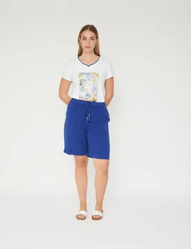 Bermuda tejido fluido de mujer con cintura elastica - October - FashionsVida