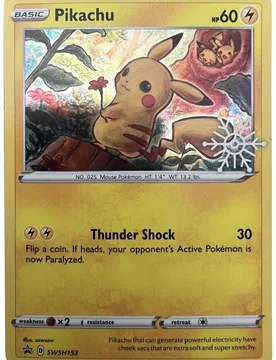 Pokemon Sword & Shield Promo SWSH153 Pikachu (Cosmo Holo w/ Snowflake Stamp) - Pokémon - FashionsVida