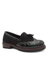Women's Wide Fit Heeled Moccasins in Black Size: 4 - Black - Size: 4