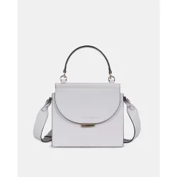 Bolso de mano con solapa y bandolera sandra fleckled en piel lisa