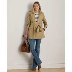 Gabardina de mujer cruzada de mezcla de algodón