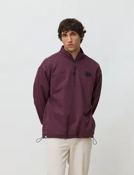 Sudadera de hombre de 100% algodón orgánico oval half zip cherry - Blue Banana - FashionsVida