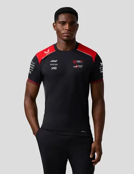 Official Haas Team Men's Driver T-shirt CAVIAR / FLAME SCARLET M male - Castore - FashionsVida