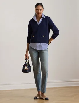 Vaquero recto de mujer de algodón elástico - Lauren Ralph Lauren - FashionsVida