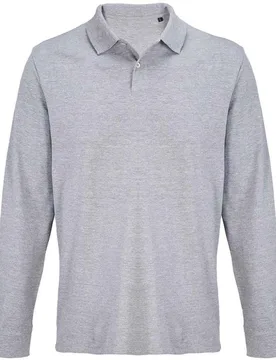 Unisex Adult Pacific Pique Long-Sleeved Polo Shirt (Grey Marl) - Size Medium - SOLS - FashionsVida
