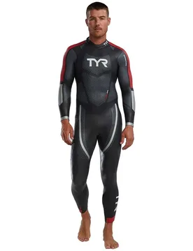 Hurricane Cat 5 Long Sleeve Neoprene Wetsuit Silver / Red M-L Men - TYR - FashionsVida