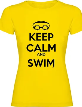 Keep Calm And Swim Short Sleeve T-shirt Yellow XL Women - Kruskis - FashionsVida
