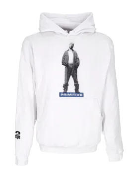Felpa Cappuccio Uomo Posted Hoodie X 2pac White - PRIMITIVE - FashionsVida