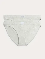 Pack Juni Cotton Rib Bikini Knickers Grey Marl female