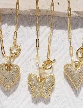 Pcs/Luxury Crystal Bubble Heart Necklaces for Women Gold Plated Paperclip Chain Necklaces Jewelry Gifts le Chain - Aliexpress - FashionsVida