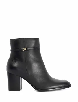Leather Block Heel Ankle Boots Black female - Dune london - FashionsVida