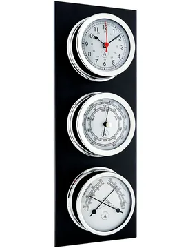 Brass Atlantic Series Egc Chromed Weather Station Panel Black / Silver 95 mm unisex - Autonautic Instrumental - FashionsVida