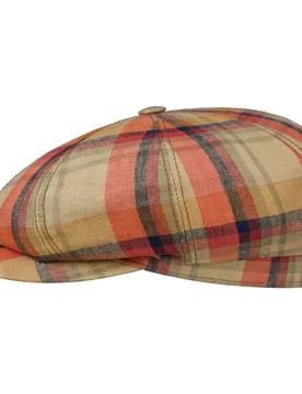 Hatteras Rescola Flat Cap by - beige-red - Size: 56 cm - Stetson - FashionsVida