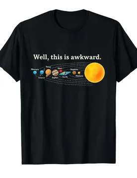 Funny Flat Earth Astronomy T-Shirt - "Well, This Is Awkward" Solar System Graphic Tee with Planets - Unisex Casual Cotton Sh - Aliexpress - FashionsVida