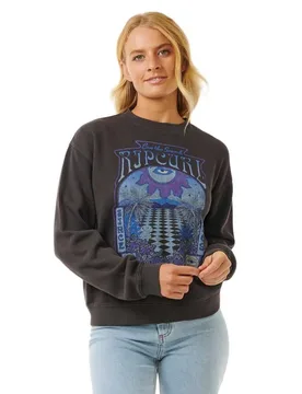 Felpa Slow Down Relaxed Washed Black XS - Rip curl - FashionsVida