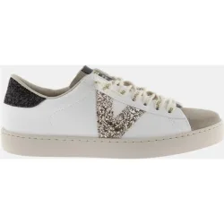 Zapatillas deportivas de mujer con piezas de glitter y puntera de serraje