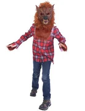 Wilder Werwolf Kinderkostüm für Halloween braun-rot-weiß - KARNEVAL-MEGASTORE - FashionsVida