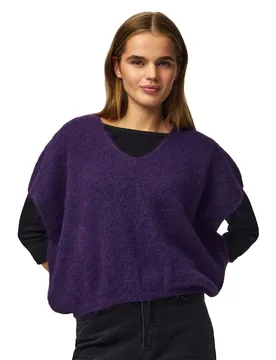 Maglione A Maniche Corte Allie Acai / Melange XS - Pieces - FashionsVida