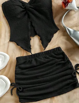 Conjunto de 2 piezas de top sin mangas y falda con dobladillo asimétrico, suelto, casual, minimalista y cómodo para niña preadolescente 11Y - Shein - FashionsVida