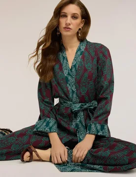 Chaqueta de mujer desestructurada en raso fantasía cashmere ajuste oversize - Motivi - FashionsVida