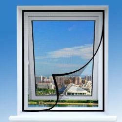 Pieza Pantalla de ventana de fibra de vidrio negra anti-mosquitos y moscas, adecuada para la protección contra mosquitos en ventanas, cortina de vent