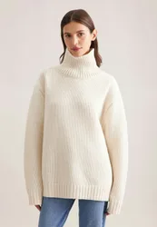 Oversize Rollkragenpullover mit Kaschmir Ecru ****