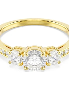Anello Stilla Attract, Taglio Round, Bianco, Finitura oro 18K 60 - Swarovski - FashionsVida
