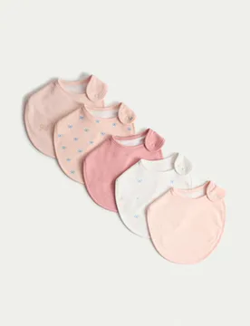 Pack Cotton Rich Bow Dribble Bibs Apricot Mix Female - M&S - FashionsVida