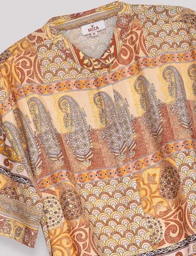 Blusa de mujer estampada de manga corta con cinturón - Niza - FashionsVida