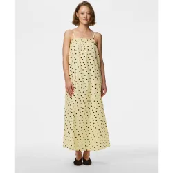 Vestido de mujer de lunares con escote cuadrado y tirantes finos