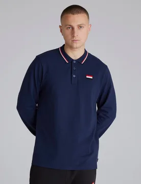Manchester United Long Sleeve Polo Shirt Navy S - Raw - FashionsVida