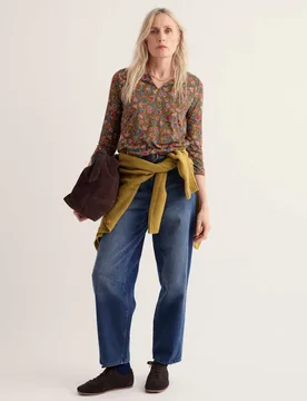 Cotton Blend Floral Notch Neck Top Brown Mix female - Seasalt cornwall - FashionsVida