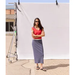 Vestido midi tirantes de mujer