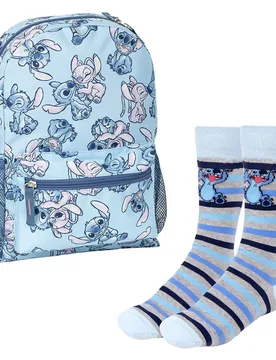 Ensemble De Conception De Sac à Dos De Loisirs Et De Chaussettes Rayées Stitch Blue One Size unisex - Cerda Stitch - FashionsVida