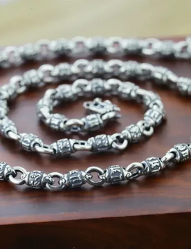 New S999 sterling silver Trend Personality Ethnic Style Six Character Mantra Chain Hip Hop Punk Chain Men and Women Bracelet - Aliexpress - FashionsVida