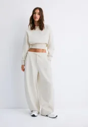 Cropped-Sweatshirt mit Bund Vanille XL
