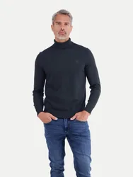 Basic Rollkragenpullover Schwarz XL