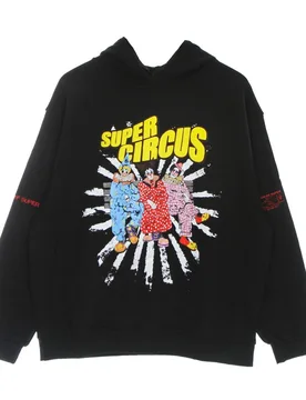 Felpa Leggera Cappuccio Uomo Clowns Print Oversize Hoodie Black - VISION OF SUPER - FashionsVida