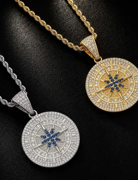 Hip Hop Iced Out Compass Pendant Necklace Brass Inlaid Full Cubic Zirconia Retro Vintage Compass Trendy Street Rapper Jewelry Gi - Aliexpress - FashionsVida