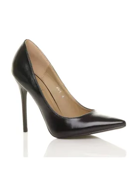 Women's High Heel Stiletto Pointed Toe Party Court Shoes in Black Size: 7 - Black - Size: 7 - Ajvani - FashionsVida