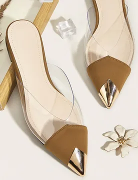 Zapatillas planas transparentes de PVC con puntera puntiaguda, de estilo sexy para mujer, nuevas para primavera/verano 2025 otoño CN38 - Shein - FashionsVida