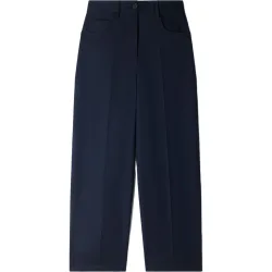 Pantalones de vestir de mujer anchos de lana con raya