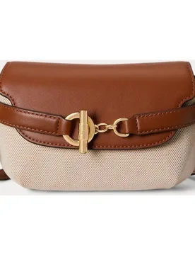 Bolso cruzado pequeño de piel y rafia - Lauren Ralph Lauren - FashionsVida