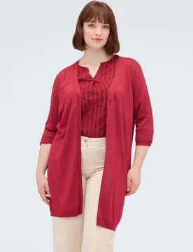 Cárdigan de mujer largo en mezcla de viscosa mangas tres cuartos - Fiorella Rubino - FashionsVida